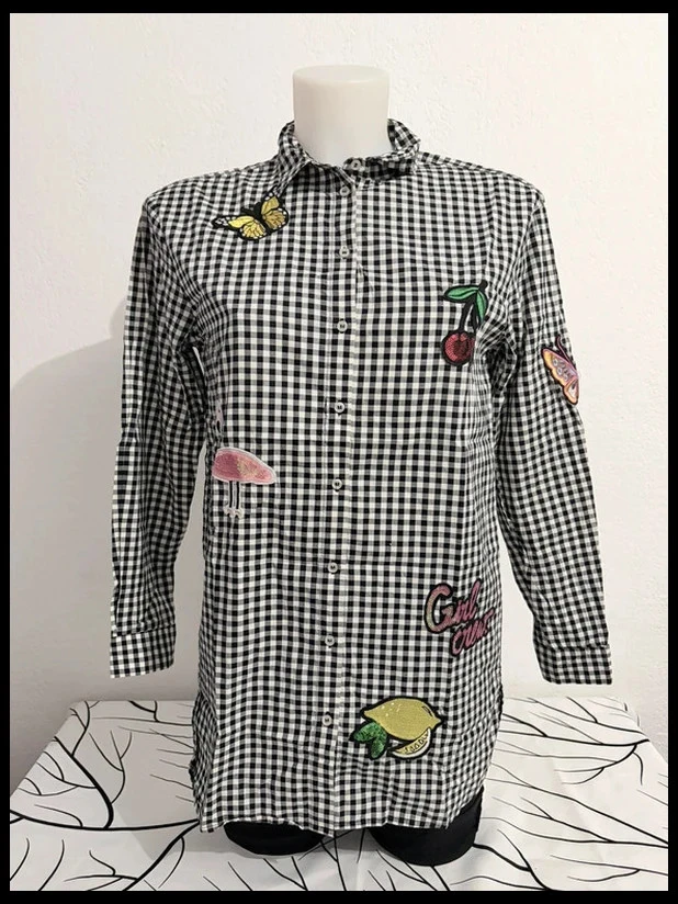 Chemise longue vichy à écussons H&M Divided